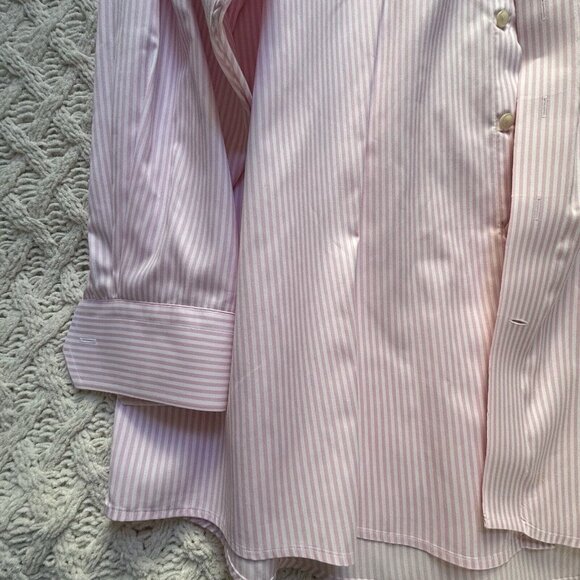 ETON Men's Dress Shirt Pink Striped Cotton Custom Made $450 4XL - Picture 4 of 10